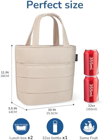 Aosbos Lunch Tote Bag,Insulated Lunch Bag For Women,Work,Office