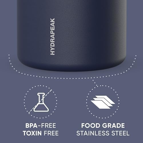 Hydrapeak 32oz Stainless Steel Vacuum Insulated Food Jar for Hot Food and Cold Food, Wide Mouth Leak-Proof Soup Jar for Adults, 10 Hours Hot and 16 Hrs Cold (Navy) (Pack of 3)