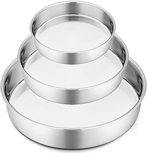 P&P CHEF Cake Pan Set of 3, 8" + 9.5" + 11" Round Baking Layer Cake Pan Tin