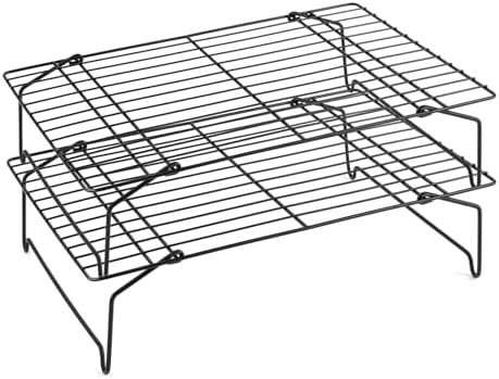 P&P CHEF Cooling Rack Set of 2, 2-Tier 15" x 10" Stackable Rack, Black