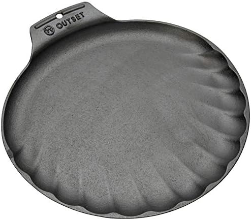 Outset 76378 Scallop Cast Iron Grill and Serving Pan , Black