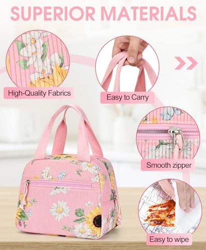 Lunch Bag for Women, Corduroy Large Insulated Lunch Box