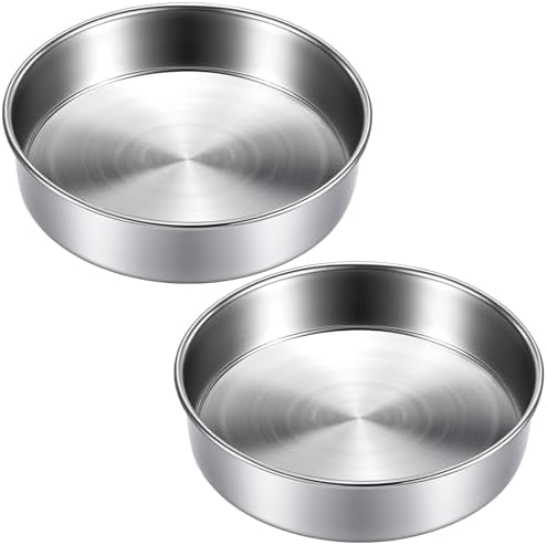 8 inch Cake Pans, Round Baking Layer Cake Pan Set of 2, Stainless Steel Mirror Finish & Dishwasher Safe for Birthday, Party, Wedding