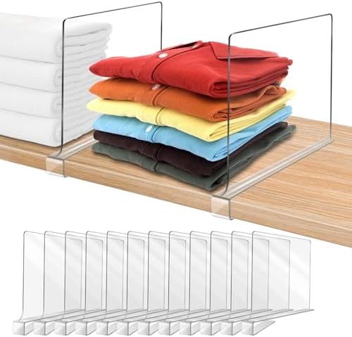 Acrylic Shelf Dividers for Closet Organization 16Pack Closet Shelf Divider Closet Dividers for Shelves Shelf Organizer for Closet Shelf Organizer for Wood Closet Separator Clear