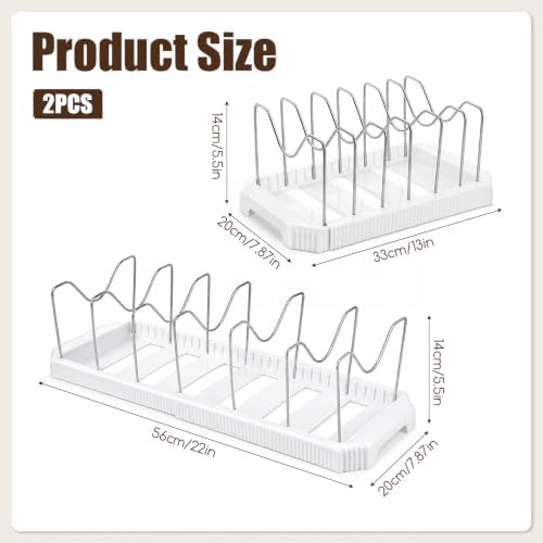 2 Pack Expandable Pot and Pan Organizer Rack for Kitchen Cabinet