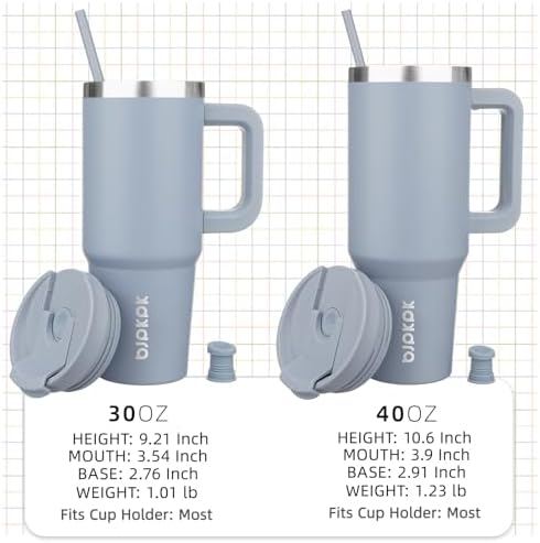 BJPKPK 40 oz Insulated Tumbler with Handle & Straw, Stainless Steel