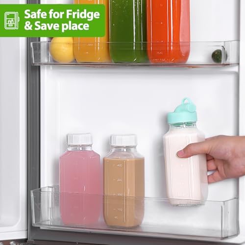 CUCUMI 12 Pack 16 Oz Glass Milk Bottles with Lids