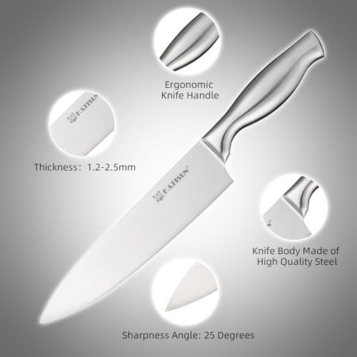 Kitchen Knife Set, 6-Piece German Steel Knife Set with Wood Magnetic Knife Holder Block Professional Chef's Knife with Sharp Blades and Hollow Handle