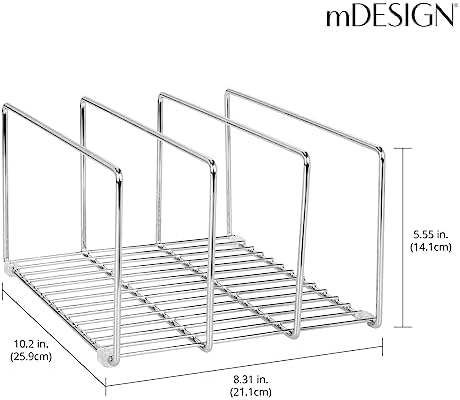 mDesign Baking Tray Rack — Wire Rack for Sorting Trays, Pans and other Cookware Items — Free-Standing Pan Stand for the Kitchen — Chrome