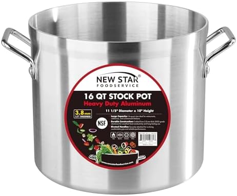 New Star Foodservice 16 Qt Aluminum Stock Pot, No Cover