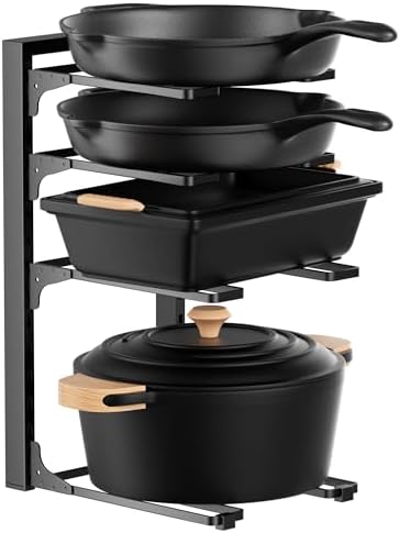 MUDEELA Pot and Pan Organizer Under Cabinet 15.75", 4-Tier Pot Rack, 1 Pack