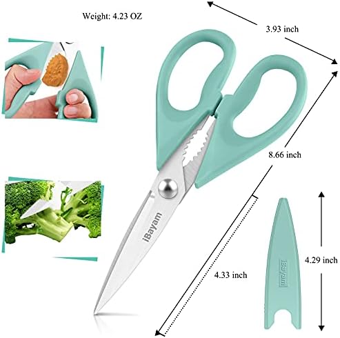 iBayam 2 Pack All Purpose Kitchen Scissors Shears Heavy Duty, Blade Covers