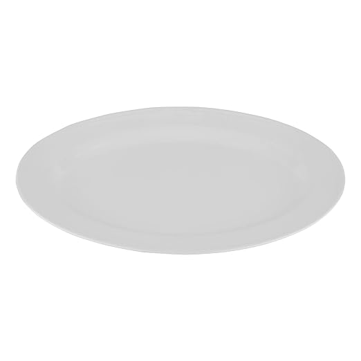 G.E.T. OP-618-W White 18" x 13.5" Oval Platter, Break Resistant Dishwasher Safe Melamine Plastic, Milano Collection