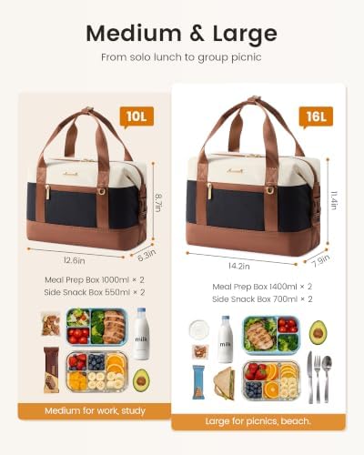 LOVEVOOK Insulated Lunch Box for Women Men, Expandable Leakproof Tote