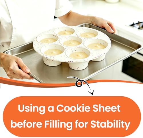 CAKETIME Silicone Muffin Pan for Air Fryer Oven, 7 Cups, 2 Pack