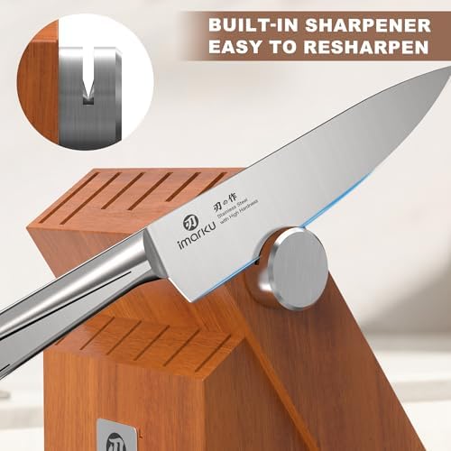 imarku Gyutou Knife Set, High Carbon Steel, Block & Sharpener, Gift Box