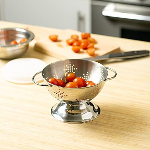 RSVP International Endurance Kitchen Collection Colander Strainer, Mini, Pierced Stainless Steel