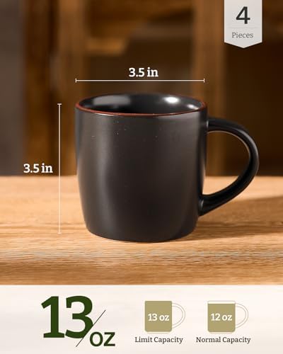 famiware Mercury Coffee Mugs 13 oz, Coffee Mugs Set of 4 with Handle