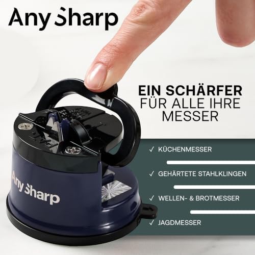 AnySharp – Editions – Easy to Use, Hands Free Knife Sharpener - Navy