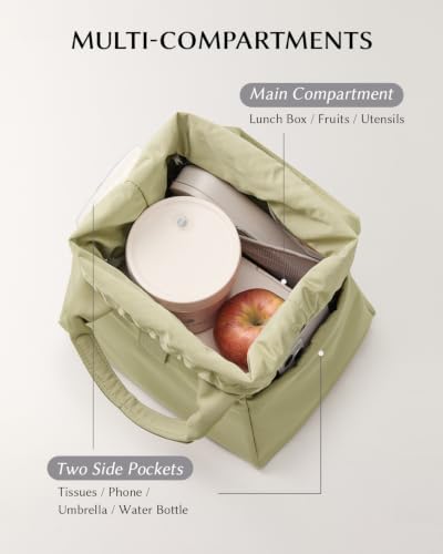 EACHY Insulated Lunch Bag for Women, Upgraded 13L Large Capacity Lunch Box, Stylish Drawstring Tote with Stain-Resistant Wipe-Clean Lining, Thermal Cooler Carrier for Work, Nursing and Commute
