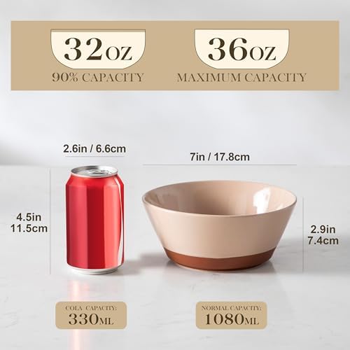 MALACASA Soup Bowls, Ceramic Salad Bowls Set of 4, 36oz Ceramic Bowls