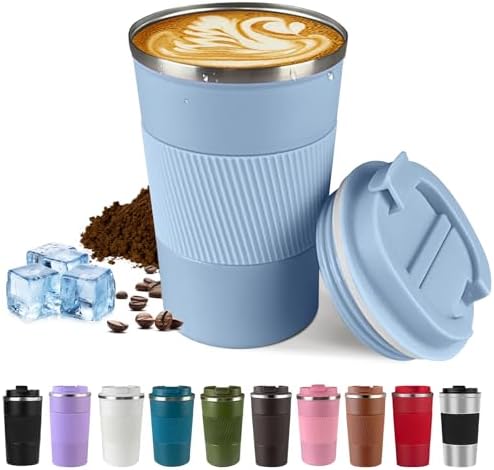 Vacuum Insulated Stainless Steel Travel Coffee Mug,Leak Proof Cup with Lid