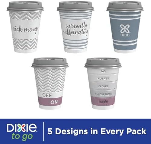 Dixie Paper Coffee Cups With Lids, 12 oz | 14 Count | Pack of 2 | Insulated | For Hot or Cold