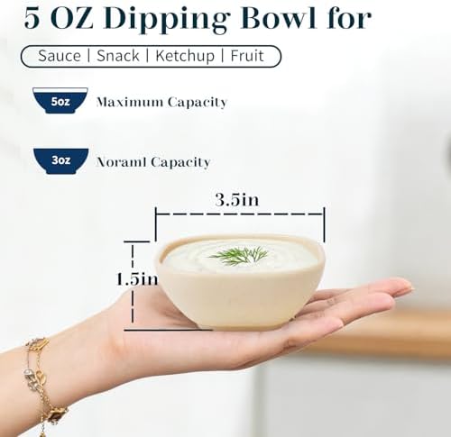 5 OZ Dipping Bowls Sets of 6, Small Bowls for Dips - Beige