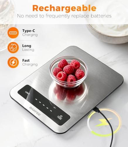 Waterproof Food Scale, 22lb Kitchen Scale, IP67, Rechargeable, Grey
