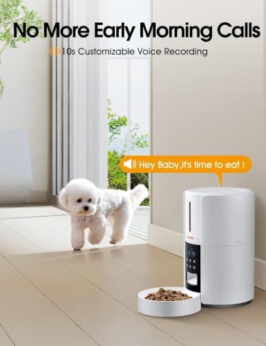 WOPET Automatic Cat Feeder, 3L Pet Dry Food Dispenser, Timed Portion Control with 6 Meals, Voice Recorder, Battery Backup