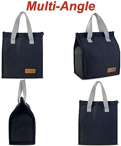 Mziart Minimalist Lunch Bag Small Insulated Lunch Box for Women Men, Black