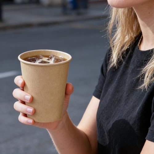 BYSNOW 200 Pack 10 oz Kraft Paper Cups, Disposable Coffee Hot Water Cups