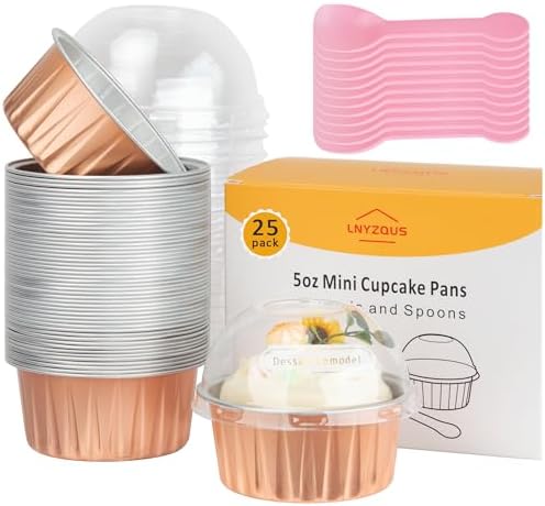 LNYZQUS 5oz Dot Cake Cups with Dome Lids, Cupcake Tins Mini Cake Pans