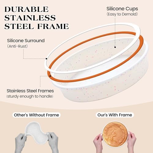 8 inch Silicone Round Cake Pans, Set of 2, Cream