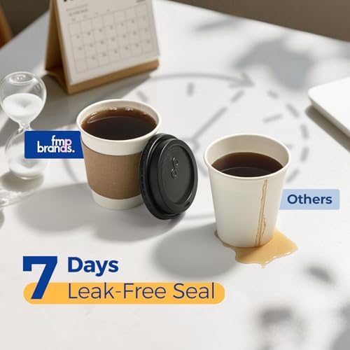 Fit Meal Prep 500 Pack 10 oz Disposable Coffee Cups with Lids, Sleeves, Leak-Proof To Go Coffee Cups with Lids, Durable Paper Cups for Hot Beverage, Home, Office, Party