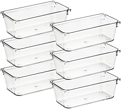 Ravinte 6 Pack Drawer Organizer, 3" x 6" Plastic Storage Bins