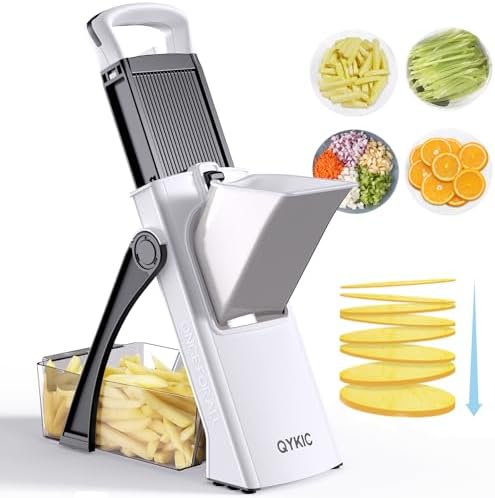 QYKIC Mandoline Slicer for Kitchen, Adjustable 0.1-8mm (S3 White)