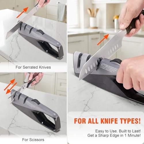 Topfeel Knife Sharpener with 5 Adjustable Angle, Coarse & Fine