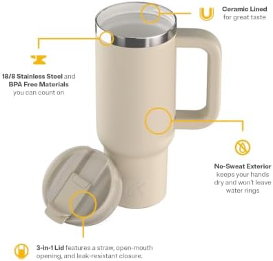 RTIC 30oz Road Trip Tumbler, Insulated, Ceramic Lined, Beach