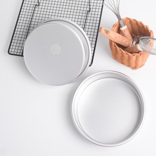 7-inch round cake pans set 2,Cake tins perfect for baking bread, cheesecake, cakes more - durable aluminum molds for circle cake pan (7×2 round Cake Pan, Set of 2)