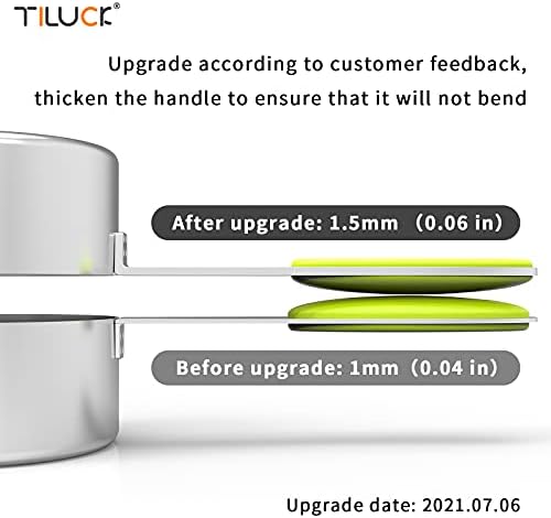 TILUCK Nesting Measuring Cups and Spoons Set, Stainless Steel with Soft Silicone Handle – Heavy Duty & Dishwasher Safe for Measuring Dry/Liquid Ingredients, Ideal for Cooking & Baking (14)
