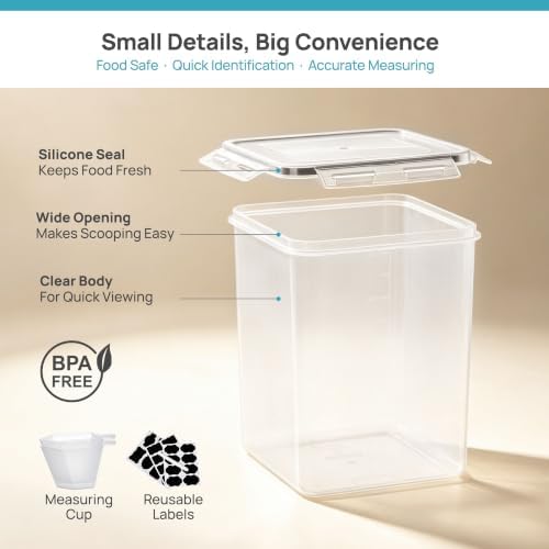 Vtopmart 3 PCS Flour and Sugar Storage Container Sets for Beginner Bakers