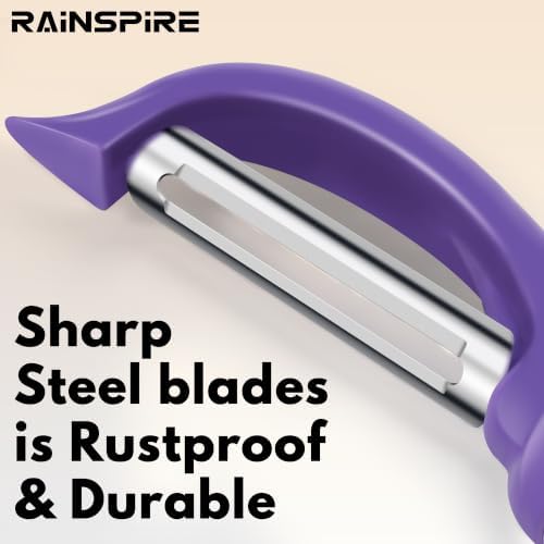 Rainspire Vegetable Peeler Potato Peelers for Kitchen, Sharp Stainless Steel Blades Veggie, Comfortable Handle Fruit Peeler, Carrot Peeler Apple Peeler Dishwasher Safe, Purple, 1-Pack