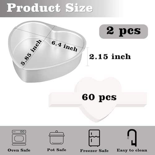 HUAKENER 6 Inch Heart Cake Pan, Non-stick Aluminum Heart Cake Pan
