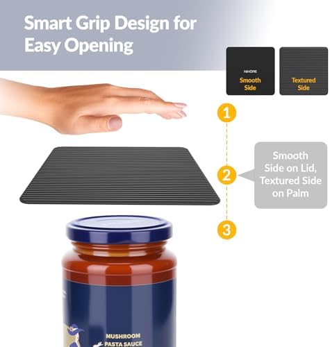 NiHome Silicone Jar Opener Gripper Pads, 6 In for Seniors, Neutral, 4 PC