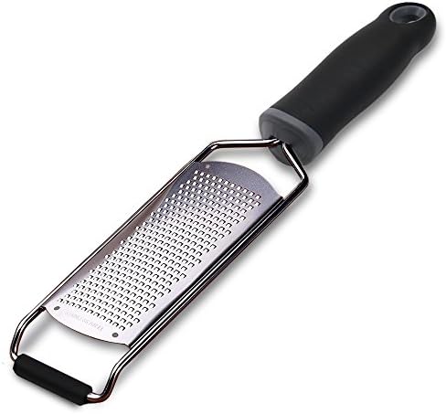 Wide Lemon Zester & Cheese Grater, 18/8 Stainless Steel with Cover, Black