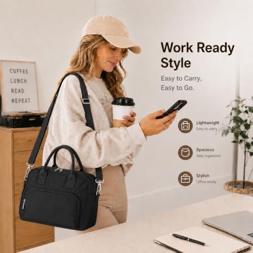 LOVELYWIND Large Insulated Lunch Bag For Women, Black Lunch Box 12L