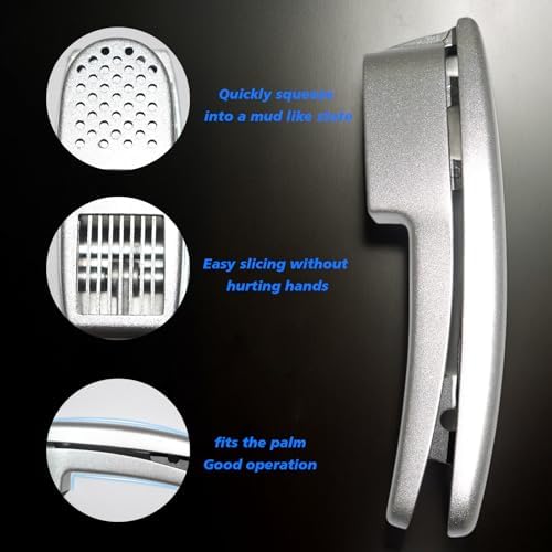 2-in-1 Garlic Press and Slicer, Handle Kitchen Tool for Home Cooking