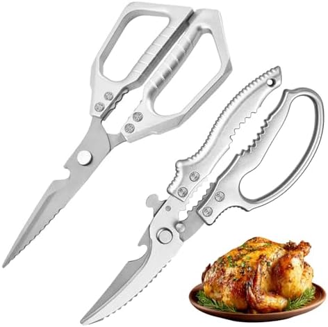 2 Pcs Kitchen Scissors for Food Japanese, Japanese Stainless Steel Kitchen Shears for Food, Meat Scissors for Chicken Wing/Bone, Meat, Quail, Fish, Turkey, Vegetables - Poultry Shears