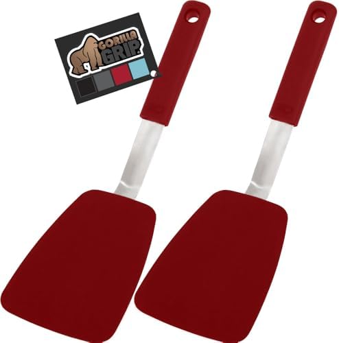 GORILLA GRIP Patented Nonstick Spatula for Frying Pan, 2PK, 11.6 inch Red